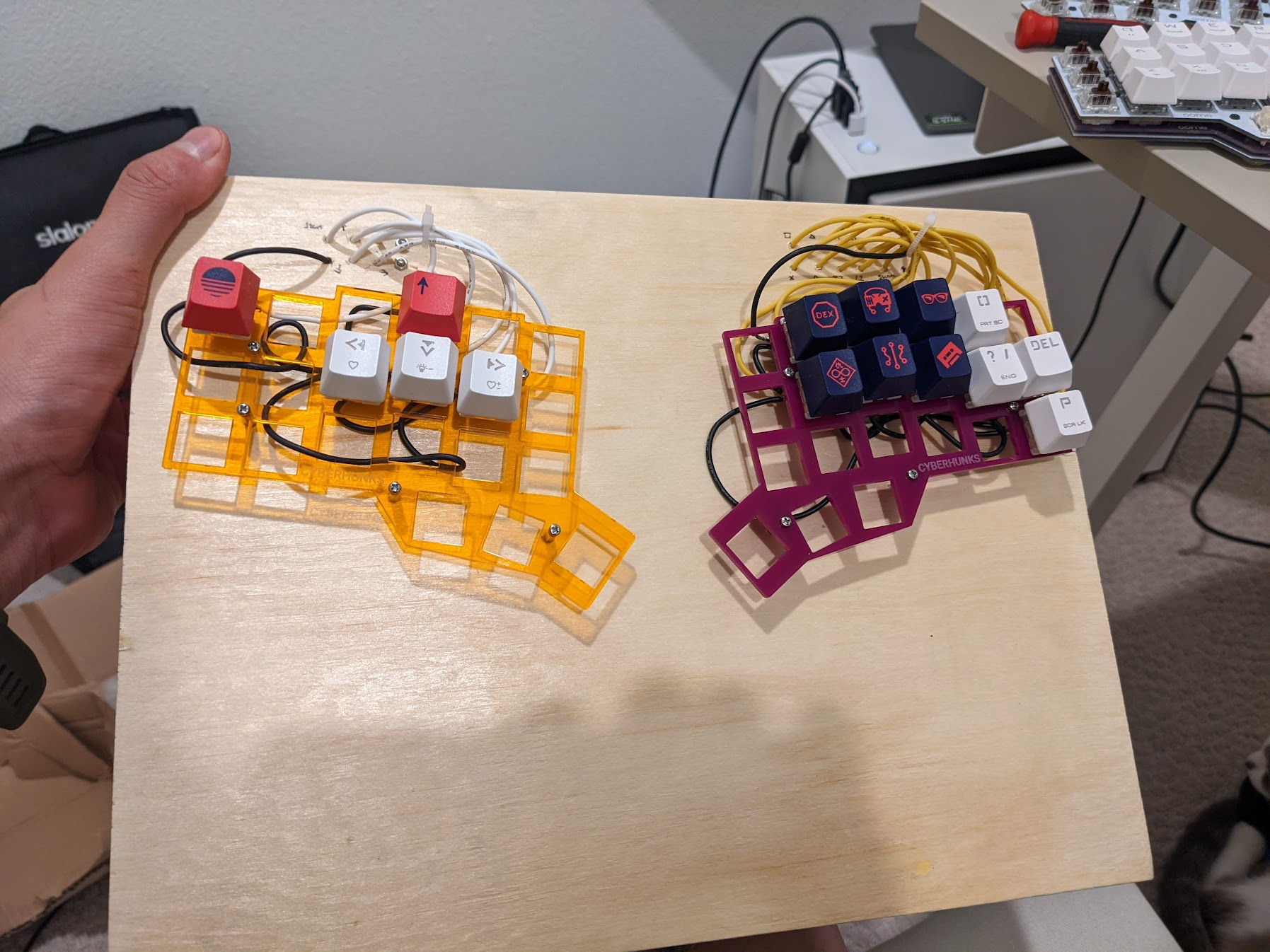 Top-down EVO hitbox plate and wiring detail